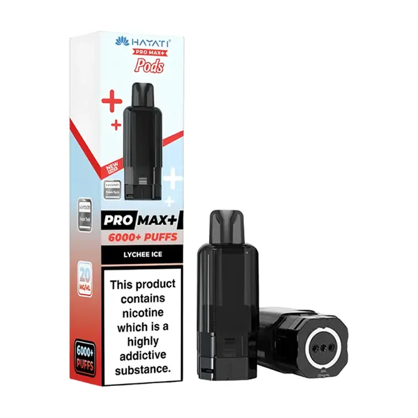 Hayati Lychee Ice Pro Max Plus pod refill box with the 2ml pod and 10ml cartridge, new for 2026